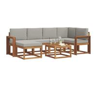 vidaXL Conjunto de sofás de Exterior 7 pcs Gris Natural y Claro, Juego de sofá seccional al Aire Libre Moderno y Duradero, Muebles de Lounge para Patio, Comodidad Interior en la terraza