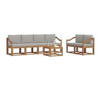 vidaXL Conjunto de sofás de Exterior 7 pcs Gris Natural y Claro, Juego de Sofás de Acacia, Muebles Modernos para Exterior, Sección Duradera, Patio con Estilo, Diseño Ergonómico