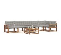 vidaXL Conjunto de sofás de Exterior 7 pcs Gris Natural y Claro, Sofá para jardín, Conjunto Moderno, Resistente, mobiliario para terraza, Asiento cómodo, Exteriores
