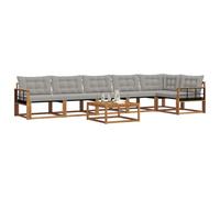 vidaXL Conjunto de sofás de Exterior 7 pcs Gris Natural y Claro, Sofá de jardín, Moderno y Duradero, Set de Lounge para Patio, Asientos cómodos y con Estilo