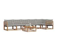 vidaXL Conjunto de sofás de Exterior 7 pcs Gris Natural y Claro, Sofá de jardín, Moderno y Duradero, Set de Lounge para Patio, Asientos cómodos y con Estilo