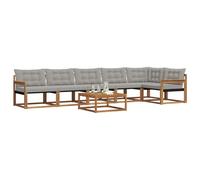 vidaXL Conjunto de sofás de Exterior 7 pcs Gris Natural y Claro, Sofá de jardín, Moderno y Duradero, Set de Lounge para Patio, Asientos cómodos y con Estilo