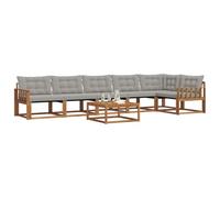 vidaXL Conjunto de sofás de Exterior 7 pcs Gris Natural y Claro, Sofá de jardín, Moderno y Duradero, Set de Lounge para Patio, Asientos cómodos y con Estilo