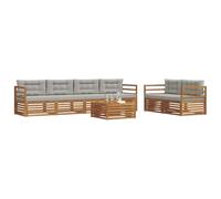 vidaXL Conjunto de sofás de Exterior 7 pcs Gris Natural y Claro, Sofá de jardín, Moderno y Resistente, Conjunto cómodo para Relajarse en la terraza