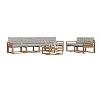 vidaXL Conjunto de sofás de Exterior 7 pcs Gris Natural y Claro, Sofá de jardín, Moderno y seccional, Mueble Resistente para Patio, Ideal para Relajarse y Disfrutar en la terraza
