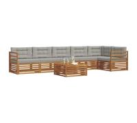 vidaXL Conjunto de sofás de Exterior 7 pcs Gris Natural y Claro, Sofá de Patio, Mueble seccional Moderno, Asiento Duradero, Set de terraza, Comodidad con Estilo
