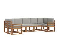 vidaXL Conjunto de sofás de Exterior 7 pcs Gris Natural y Claro, Sofá Exterior Moderno, Seccional de Patio, Salón de Jardín, Muebles de Madera de Acacia, Asientos para Jardín, Terraza