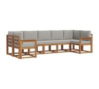 vidaXL Conjunto de sofás de Exterior 7 pcs Gris Natural y Claro, Sofá Exterior Moderno, Seccional de Patio, Salón de Jardín, Muebles de Madera de Acacia, Asientos para Jardín, Terraza