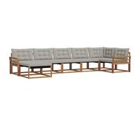 vidaXL Conjunto de sofás de Exterior 7 pcs Gris Natural y Claro, Sofá Exterior Moderno, Set de Muebles Duradero, cómodo y Resistente al Clima para Patio y terraza
