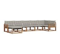 vidaXL Conjunto de sofás de Exterior 7 pcs Gris Natural y Claro, Sofá Exterior Moderno, Set de Muebles Duradero, cómodo y Resistente al Clima para Patio y terraza