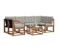 vidaXL Conjunto de sofás de Exterior 7 pcs Gris Natural y Claro, Sofá Moderno para jardín, cómodo para Exteriores, Muebles de Madera de Acacia, Duradero y Resistente al Clima