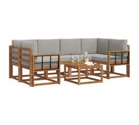 vidaXL Conjunto de sofás de Exterior 7 pcs Gris Natural y Claro, Sofá seccional Moderno para jardín, Muebles duraderos Junto a la Piscina, Juego de Patio de Madera para relajarte