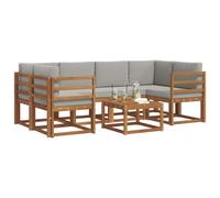 vidaXL Conjunto de sofás de Exterior 7 pcs Gris Natural y Claro, Sofá seccional Moderno para jardín, Muebles duraderos Junto a la Piscina, Juego de Patio de Madera para relajarte