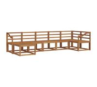vidaXL Conjunto de sofás de Exterior 7 pcs Natural, Juego de Sofá Modular de Madera de Acacia, Sofá Seccional Moderno para Exteriores, Muebles Flexibles para Patio, Disposición de Lounge en el Jardín
