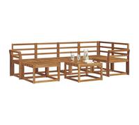 vidaXL Conjunto de sofás de Exterior 7 pcs Natural, Juego de sofá seccional al Aire Libre Moderno y Duradero, Muebles de Lounge para Patio, Comodidad Interior en la terraza