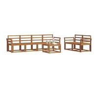 vidaXL Conjunto de sofás de Exterior 7 pcs Natural, Juego de Sofás de Acacia, Muebles Modernos para Exterior, Sección Duradera, Patio con Estilo, Diseño Ergonómico