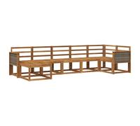 vidaXL Conjunto de sofás de Exterior 7 pcs Natural, Sofá Moderno de Madera de Acacia, Asientos Flexibles para Patio, jardín y Set de seccional para Relajarse en el Backyard