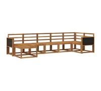 vidaXL Conjunto de sofás de Exterior 7 pcs Natural, Sofá Moderno de Madera de Acacia, Asientos Flexibles para Patio, jardín y Set de seccional para Relajarse en el Backyard