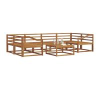 vidaXL Conjunto de sofás de Exterior 7 pcs Natural, Sofá Moderno para Exteriores, Muebles de Jardín Resistentes, Asientos en el Patio, Lounge Junto a la Piscina, Sofá de Patio y Seccional Modular