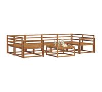 vidaXL Conjunto de sofás de Exterior 7 pcs Natural, Sofá Moderno para Exteriores, Muebles de Jardín Resistentes, Asientos en el Patio, Lounge Junto a la Piscina, Sofá de Patio y Seccional Modular