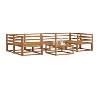 vidaXL Conjunto de sofás de Exterior 7 pcs Natural, Sofá Moderno para Exteriores, Muebles de Jardín Resistentes, Asientos en el Patio, Lounge Junto a la Piscina, Sofá de Patio y Seccional Modular