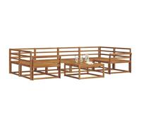 vidaXL Conjunto de sofás de Exterior 7 pcs Natural, Sofá Moderno para Exteriores, Muebles de Jardín Resistentes, Asientos en el Patio, Lounge Junto a la Piscina, Sofá de Patio y Seccional Modular