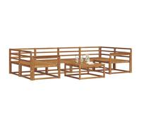 vidaXL Conjunto de sofás de Exterior 7 pcs Natural, Sofá Moderno para Exteriores, Muebles de Jardín Resistentes, Asientos en el Patio, Lounge Junto a la Piscina, Sofá de Patio y Seccional Modular