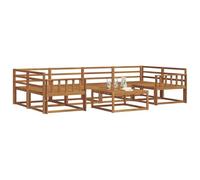 vidaXL Conjunto de sofás de Exterior 7 pcs Natural, Sofá Moderno para Exteriores, Muebles de Jardín Resistentes, Asientos en el Patio, Lounge Junto a la Piscina, Sofá de Patio y Seccional Modular