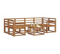 vidaXL Conjunto de sofás de Exterior 7 pcs Natural, Sofá seccional Moderno para jardín, Muebles duraderos Junto a la Piscina, Juego de Patio de Madera para relajarte