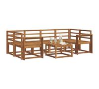 vidaXL Conjunto de sofás de Exterior 7 pcs Natural, Sofá seccional Moderno para jardín, Muebles duraderos Junto a la Piscina, Juego de Patio de Madera para relajarte