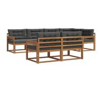 vidaXL Conjunto de sofás de Exterior 7 pcs Natural y Antracita, Conjunto de Sofás de Madera de Acacia, Mueble de Jardín Modular Resistente a la Intemperie, Lounge Exterior