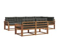 vidaXL Conjunto de sofás de Exterior 7 pcs Natural y Antracita, Conjunto de Sofás de Madera de Acacia, Mueble de Jardín Modular Resistente a la Intemperie, Lounge Exterior