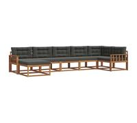 vidaXL Conjunto de sofás de Exterior 7 pcs Natural y Antracita, Conjunto de Sofás Exteriores Moderno de Madera de Acacia, Asientos de Jardín Duraderos, Diseño Flexible para el Patio