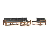 vidaXL Conjunto de sofás de Exterior 7 pcs Natural y Antracita, Conjunto de Sofás Modernos para Exteriores, Mobiliario de Patio Duradero, Seccional de Jardín