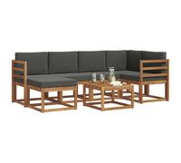 vidaXL Conjunto de sofás de Exterior 7 pcs Natural y Antracita, Juego de sofá seccional al Aire Libre Moderno y Duradero, Muebles de Lounge para Patio, Comodidad Interior en la terraza