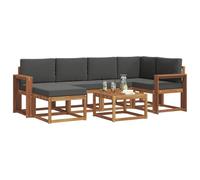 vidaXL Conjunto de sofás de Exterior 7 pcs Natural y Antracita, Juego de sofá seccional al Aire Libre Moderno y Duradero, Muebles de Lounge para Patio, Comodidad Interior en la terraza