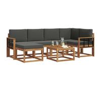 vidaXL Conjunto de sofás de Exterior 7 pcs Natural y Antracita, Juego de sofá seccional al Aire Libre Moderno y Duradero, Muebles de Lounge para Patio, Comodidad Interior en la terraza