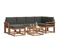 vidaXL Conjunto de sofás de Exterior 7 pcs Natural y Antracita, Juego de sofá seccional al Aire Libre Moderno y Duradero, Muebles de Lounge para Patio, Comodidad Interior en la terraza