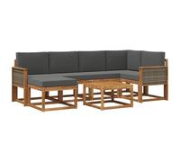 vidaXL Conjunto de sofás de Exterior 7 pcs Natural y Antracita, Muebles de jardín Modernos, sofá seccional Resistente al Clima, Set de Lounge Exterior, Asientos para terraza