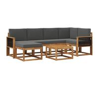 vidaXL Conjunto de sofás de Exterior 7 pcs Natural y Antracita, Muebles de jardín Modernos, sofá seccional Resistente al Clima, Set de Lounge Exterior, Asientos para terraza