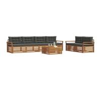 vidaXL Conjunto de sofás de Exterior 7 pcs Natural y Antracita, Sofá de jardín, Moderno y Resistente, Conjunto cómodo para Relajarse en la terraza