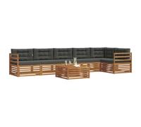 vidaXL Conjunto de sofás de Exterior 7 pcs Natural y Antracita, Sofá de Patio, Mueble seccional Moderno, Asiento Duradero, Set de terraza, Comodidad con Estilo