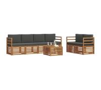 vidaXL Conjunto de sofás de Exterior 7 pcs Natural y Antracita, Sofá Exterior, Moderno, sectional, Mueble Resistente para jardín, Sala en Patio, Juego cómodo para Vivir
