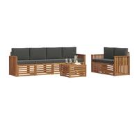 vidaXL Conjunto de sofás de Exterior 7 pcs Natural y Antracita, Sofá Exterior, Moderno, sectional, Mueble Resistente para jardín, Sala en Patio, Juego cómodo para Vivir