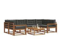 vidaXL Conjunto de sofás de Exterior 7 pcs Natural y Antracita, Sofá Moderno para Exteriores, Muebles de Jardín Resistentes, Asientos en el Patio, Lounge Junto a la Piscina