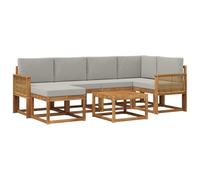 vidaXL Conjunto de sofás de Exterior 7 pcs Natural y Gris Claro, Muebles de jardín Modernos, sofá seccional Resistente al Clima, Set de Lounge Exterior, Asientos para terraza