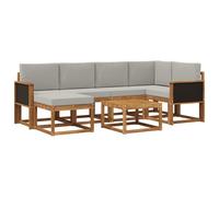 vidaXL Conjunto de sofás de Exterior 7 pcs Natural y Gris Claro, Muebles de jardín Modernos, sofá seccional Resistente al Clima, Set de Lounge Exterior, Asientos para terraza