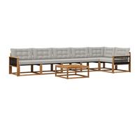 vidaXL Conjunto de sofás de Exterior 7 pcs Natural y Gris Claro, Sofá de jardín, Moderno y Duradero, Set de Lounge para Patio, Asientos cómodos y con Estilo