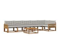 vidaXL Conjunto de sofás de Exterior 7 pcs Natural y Gris Claro, Sofá de jardín, Moderno y Duradero, Set de Lounge para Patio, Asientos cómodos y con Estilo