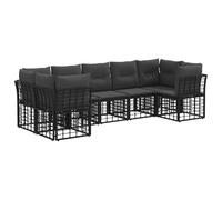 vidaXL Conjunto de sofás de Exterior 7 pcs Negro y Gris Oscuro, Juego de Muebles de Exterior, Asientos de Jardín, Sofá de Rattan, Sillas Resistentes, Área de Relajo